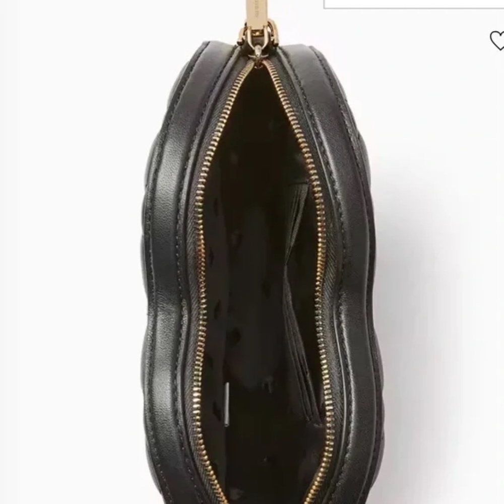 🆕❤️♠️ kate spade new york♠️Love Shack Quilted Heart Black Leather Crossbody NWT - Picture 4 of 6